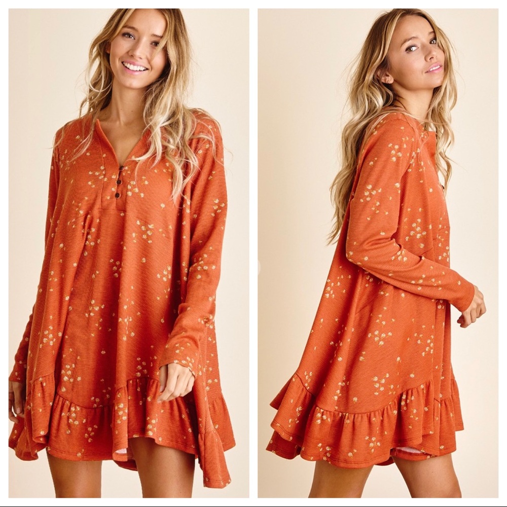#27 Boho Floral Ruffle Hem Tunic Dress - Picture 6 of 6
